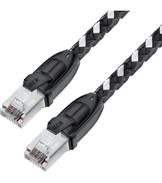 Патч-корд GCR PROF прямой 3.0m, UTP медь cat.6, STRONG черно-белый нейлон, ethernet high speed 10 Гбит/с, T568B, GCR-52778