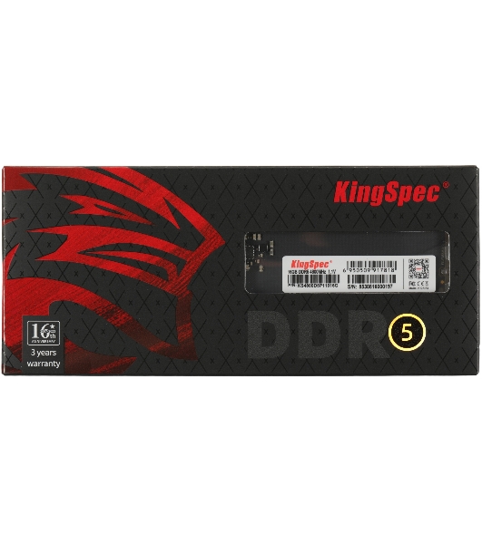 Оперативная память KingSpec DDR5, 16GB (1x16GB), 4800MHz, CL40, DIMM