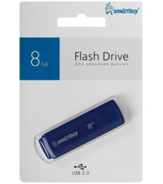 Флешка USB Smartbuy Scout Blue (SB008Gb2SCB), 8Gb, USB 2.0, R/W 15/8, синий