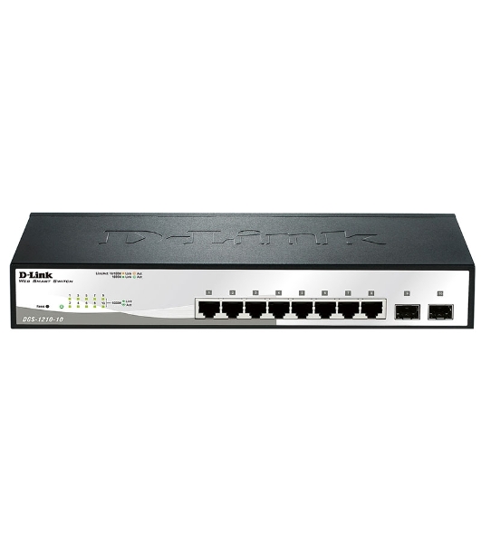 Коммутатор D-Link DGS-1210-10/F1A, 8×1 Гбит/с + 2×1 Гбит/с SFP, настраиваемый