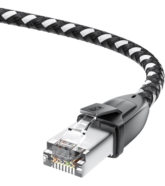 Патч-корд GCR PROF прямой 3.0m, UTP медь cat.6, STRONG черно-белый нейлон, ethernet high speed 10 Гбит/с, T568B, GCR-52778