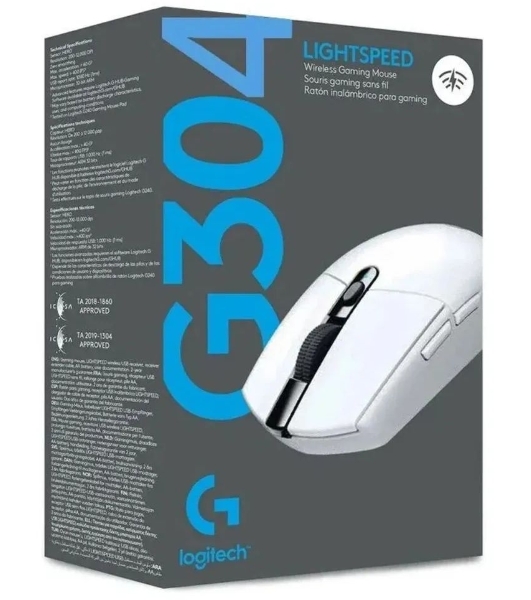 Мышь беспроводная Logitech G304 Lightspeed белый, 12000 dpi, радиоканал, USB, кнопки - 6