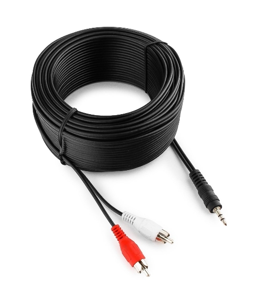 Кабель аудио Cablexpert CCA-458-20M-N, Jack 3.5(M)/2xRCA, 20м, черный, пакет
