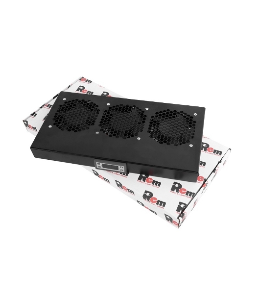 Модуль вентиляторный ЦМО 19' 1U, 3 вентилятора, регул. глубина 200-310 мм с контроллером, черный R-FAN-3K-1U-9005