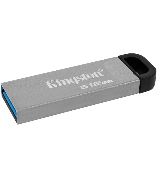 Флешка USB Kingston DataTraveler Kyson (DTKN/512Gb), 512Gb, USB 3.2 Gen 1, R/W 200/60, серебристый/черный