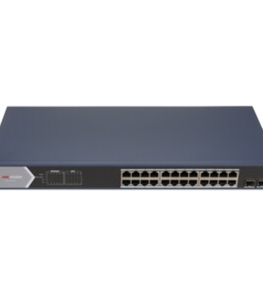 Коммутатор Hikvision DS-3E0526P-E/M(O-STD)(B), 24×1 Гбит/с PoE + 2×1 Гбит/с SFP, неуправляемый