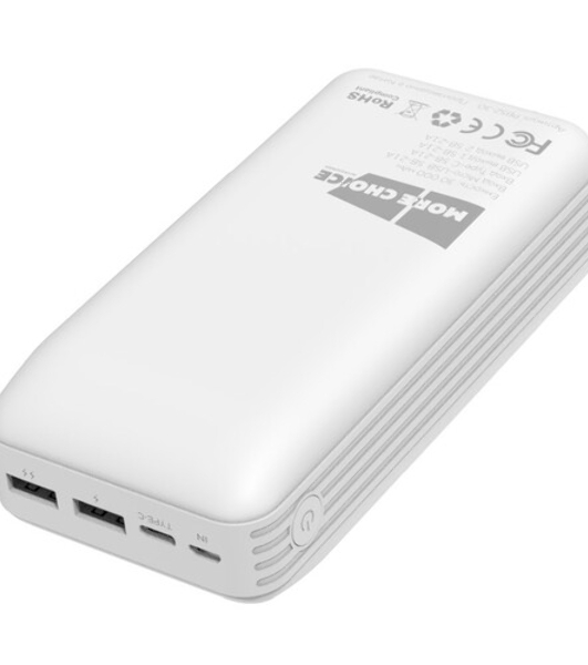 Портативный аккумулятор More choice (4620202550583) PB22-30 с кабелем 2USB 2.1A - 30000mAh белый