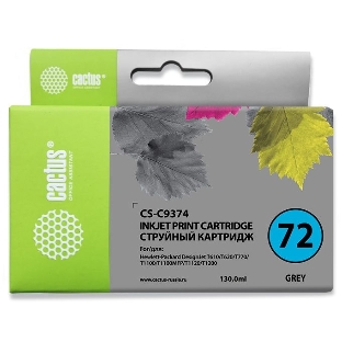Картридж струйный Cactus CS-C9374 №72 серый (130 мл.) для HP DJ T610/T620/T770/T1100/T1100/T1120/T1200