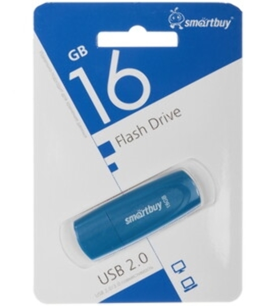 Флешка USB Smartbuy Scout Blue (SB016Gb2SCB), 16Gb, USB 2.0, R/W 15/12, синий