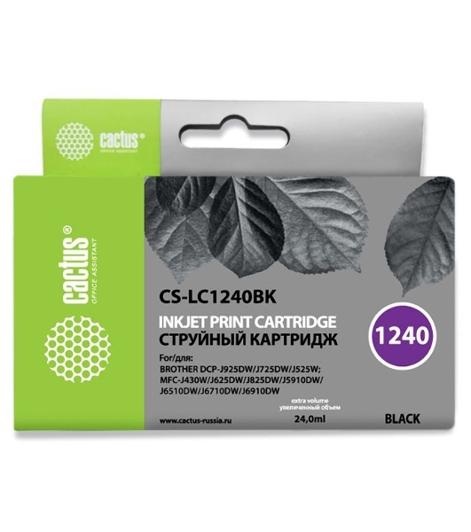 Картридж струйный Cactus CS-LC1240BK черный (24 мл) для Brother MFC-J6510/6910DW