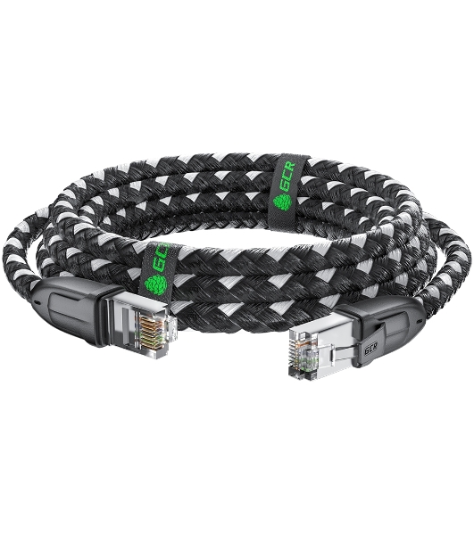 Патч-корд GCR PROF прямой 3.0m, UTP медь cat.6, STRONG черно-белый нейлон, ethernet high speed 10 Гбит/с, T568B, GCR-52778