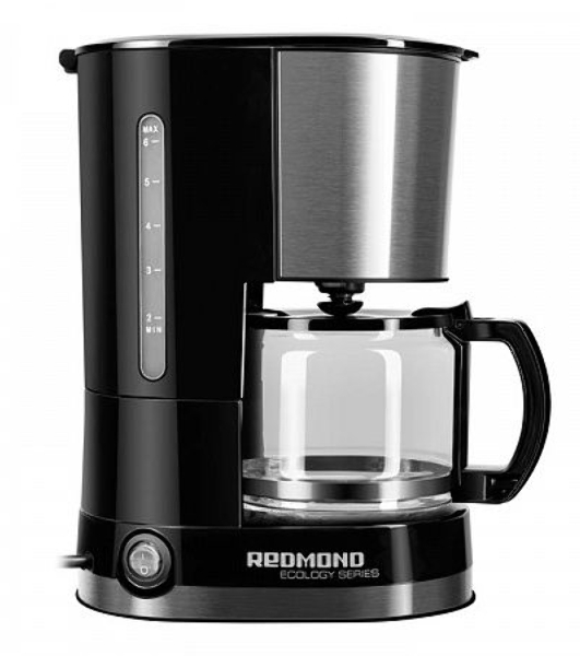 Кофеварка капельная Redmond RCM-M1507 черный/серебристый, исп. кофе - молотый, 0.6 л, 600 Вт