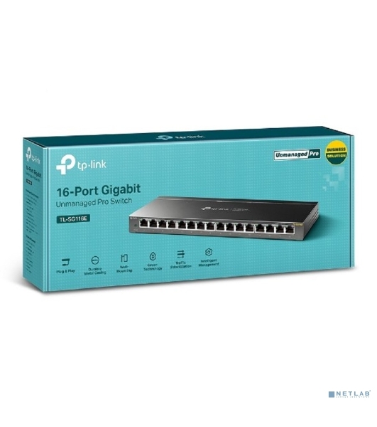 Коммутатор сетевой TP-Link 16-Port Gigabit Easy Smart Switch, 16 Gigabit RJ45 Ports, Desktop Steel Case, MTU/Port/Tag-based VLAN, QoS, IGMP Snooping, Web/Utility Management