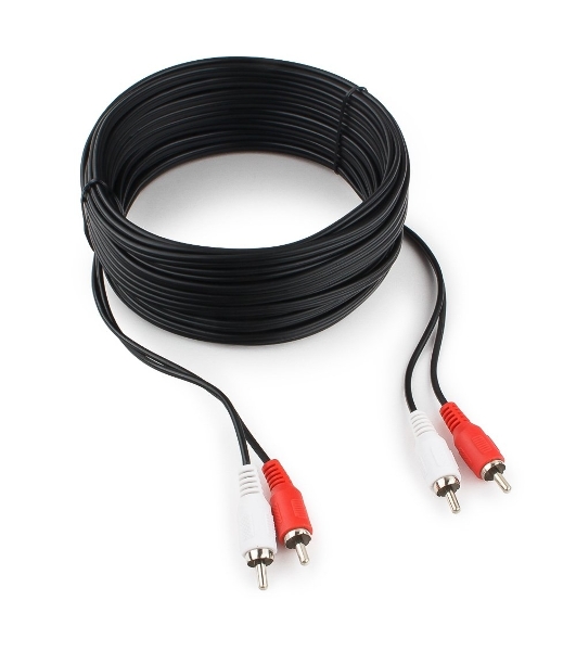 Кабель аудио Cablexpert CCA-2R2R-10M-N, 2xRCA/2xRCA, 10м, черный, пакет