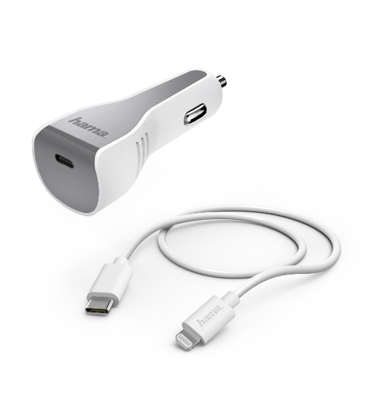 Комплект зарядное устройство Hama H-183317 3A PD для Apple кабель Apple Lightning/Type-C белый