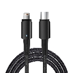 Кабель Rexant Type-C – Lightning для Apple, 3А, 1м, в черной нейлоновой оплетке, со световой индикацией, фото 1