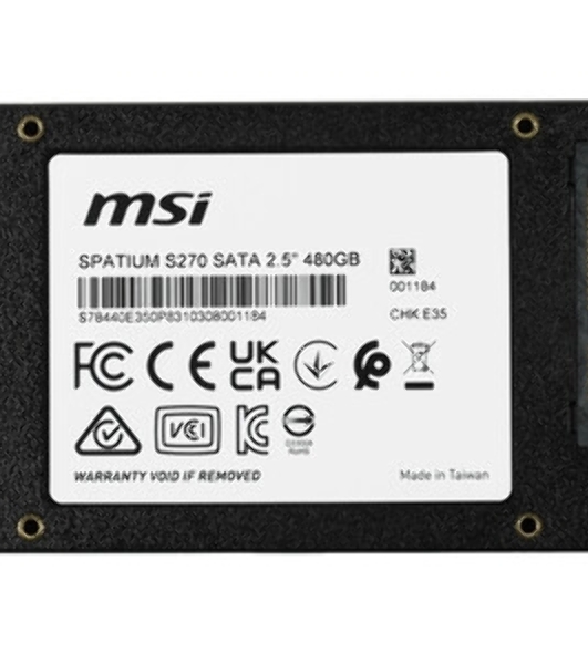 Накопитель SSD MSI SPATIUM S270, 480Gb, 2.5', SATA III, R/W 500/450