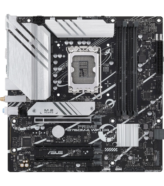Материнская плата ASUS PRIME B760M-A WIFI D4, LGA 1700, Intel B760, 4xDDR4, 4xSATA, 2xM.2, 1xPCIe 4.0 x16, 1xPCIe 4.0 x4, 1xPCIe 4.0 x1, 2xHDMI, 1xDP, 1x 2.5Gb LAN, 2xUSB-A 3.2 Gen 2, 4xUSB-A 2.0, 3x3.5 мм, 7.1, mATX