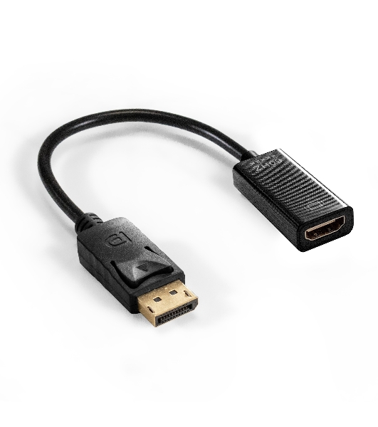 Кабель-переходник DisplayPort-HDMI ExeGate EX-DPM-HDMIF-0.2 (20M/19F, DP1.2 4K@60Hz, 0,2м)