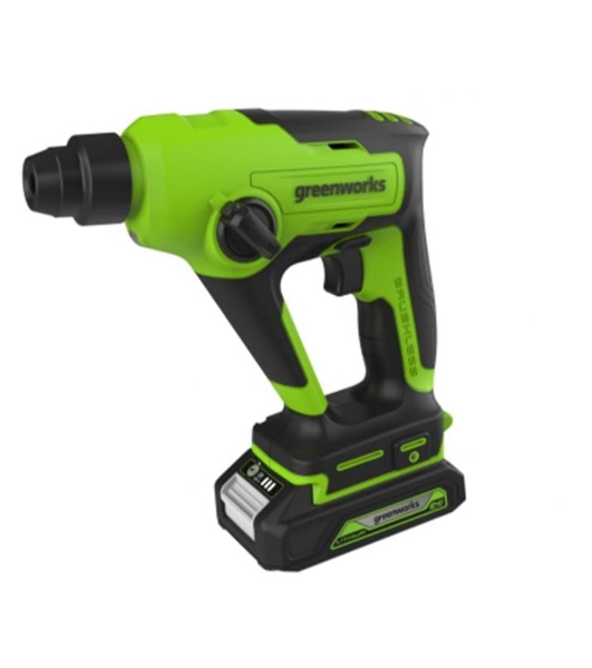 Перфоратор GreenWorks GD24SDS1K2, 24 В, 1,2 Дж, от аккумулятора