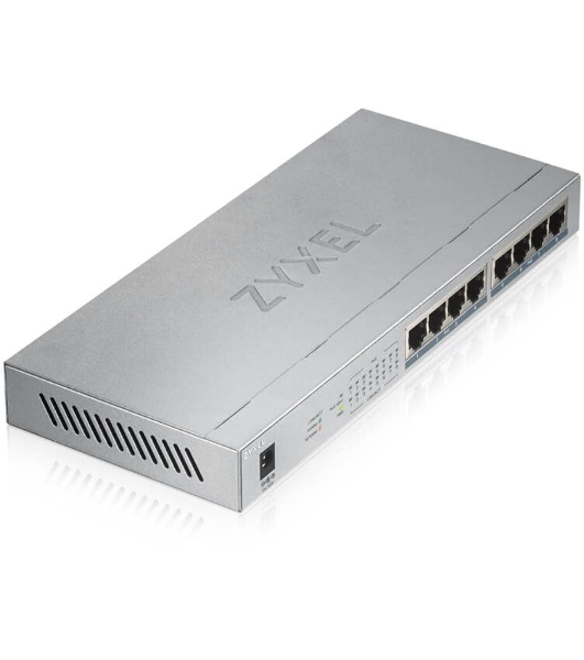 Коммутатор Zyxel GS1008HP Switch PoE +, 8xGE PoE +, tabletop, metal, silent, budget PoE 60 W