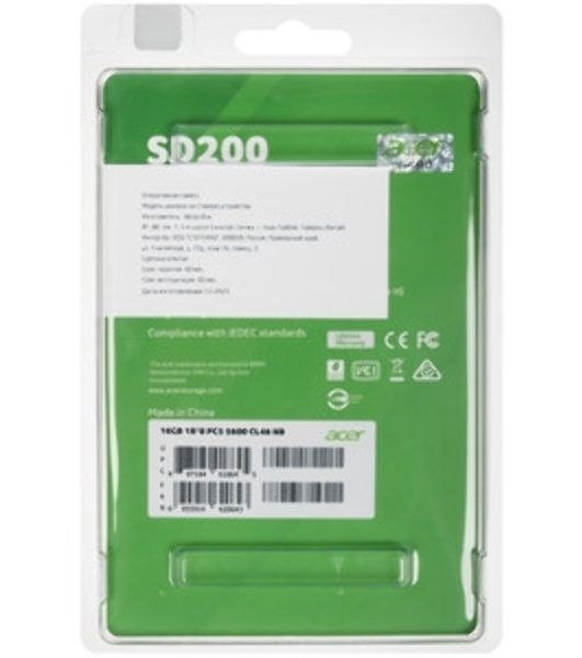 Оперативная память ACER DDR5 DIMM 32Gb UD200 (PC44800, 5600MHz, CL46, 1.1V, RTL) (BL.9BWWA.427)