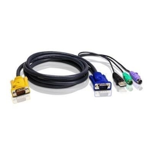 Шнур, мон., клав.+мышь USB, SPHD=)HD DB15+USB A-Тип+2x6MINI-DIN, Male-4xMale, 8+8 проводов, опрессованный, 1.8 метр., черный, (с поддерKой KVM PS/2) USB-PS/2 HYBRID CABLE. 1.8M