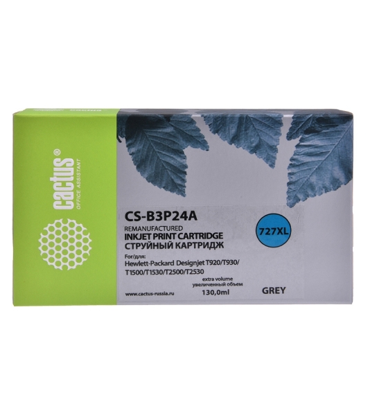 Картридж струйный Cactus CS-B3P24A №727 серый (130 мл) для HP DJ T920/T1500/T2530