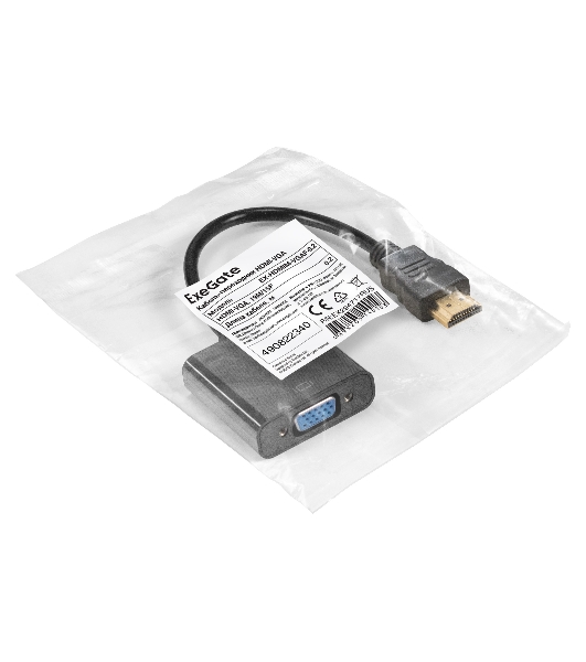 Кабель-переходник HDMI-VGA ExeGate EX-HDMIM-VGAF-0.2 (19M/15F, 0,2м)