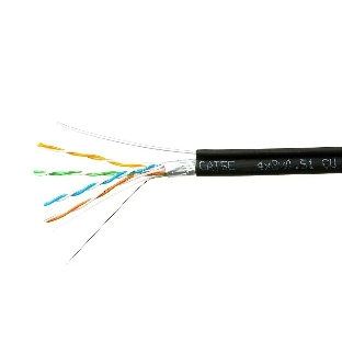 Кабель Cablexpert FPC-5051E-4-CU-OUTR, FTP outdoor 4x2x0.51 на тросу, медный, кат.5e, однож., 305м, coil, черный