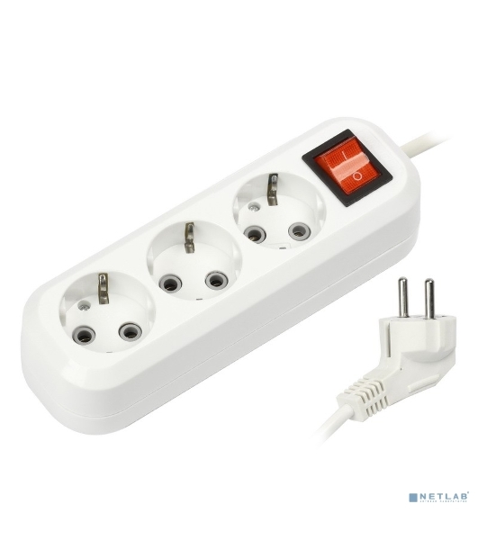Удлинитель Smartbuy SBE-16-3-05-ZS 3 гнезда 5 метра 16А/3,5кВт с выключателем и заземлением ПВС 3х1 мм2