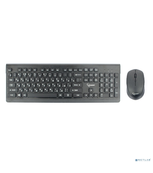 Комплект клавиатура+мышь беспроводные Gembird KBS-7200, черный, 2.4ГГц/10м, 1600 DPI, мини-приемник- USB