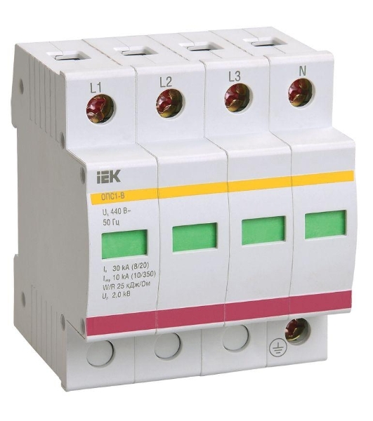 Ограничитель перенапряжения ОПС1-B 4P IEK MOP20-4-B