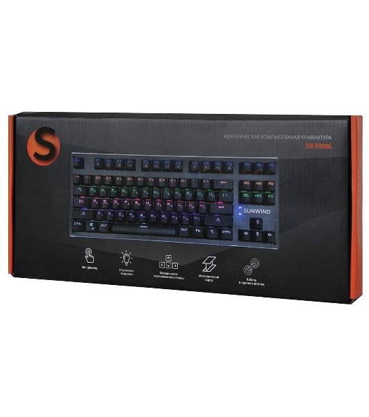 Клавиатура SunWind SW-K900G проводная, USB Type-A, чёрный