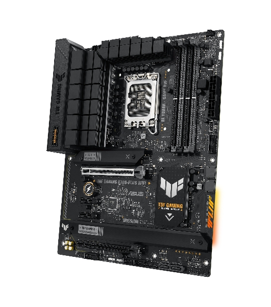 Материнская плата ASUS TUF GAMING B760-PLUS WIFI, LGA 1700, Intel B760, 4xDDR5, 4xSATA, 3xM.2, 1xPCI-E 5.0 x16, 1xPCI-E 3.0 x4, 1xUSB-A 3.2 Gen 2, 3xUSB-A 3.2 Gen 1, 1xUSB-C 3.2 Gen 2x2, 1x2.5Gb LAN, 5x3.5 мм, 7.1, Wi-Fi 6, Bluetooth 5.2, Standard-ATX