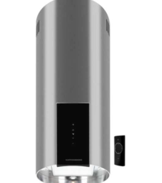 Вытяжка Kuppersberg MOTUBA 35 X, цилиндрическая, островная, 35 см, сенсорное управление, таймер, отвод/рециркуляция, 3 скорости, производительность 850 м3/ч, LED освещение, обратный клапан, уровень шума 68 дБ, угольный фильтр CF110 (опция), цвет нержавеющая сталь