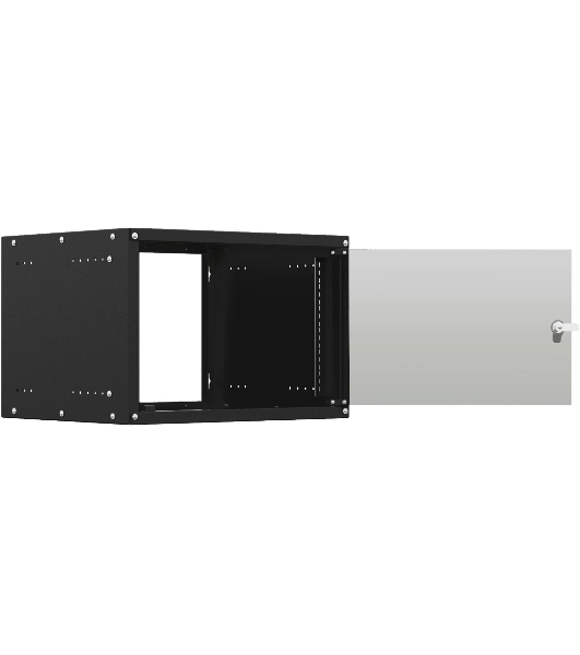 Шкаф коммутационный NTSS Lime (NTSS-WL6U5560GS-BL) настенный 6U 550x600 мм пер. дв. стекл несъемн. бок. пан. 30 кг черный 520 мм 12 кг 110 град. 500 мм IP20