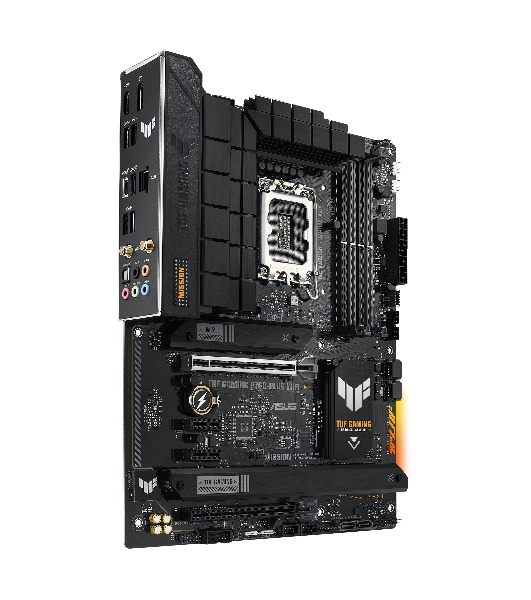 Материнская плата ASUS TUF GAMING B760-PLUS WIFI, LGA 1700, Intel B760, 4xDDR5, 4xSATA, 3xM.2, 1xPCI-E 5.0 x16, 1xPCI-E 3.0 x4, 1xUSB-A 3.2 Gen 2, 3xUSB-A 3.2 Gen 1, 1xUSB-C 3.2 Gen 2x2, 1x2.5Gb LAN, 5x3.5 мм, 7.1, Wi-Fi 6, Bluetooth 5.2, Standard-ATX
