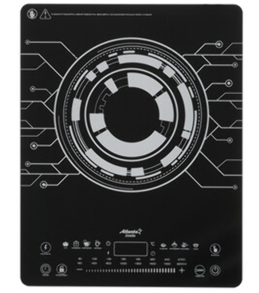 Плита настольная электрическая Atlanta ATH-1760 черный, 2 кВт, индукция, конфорки - 1, стеклокерамика, сенсор