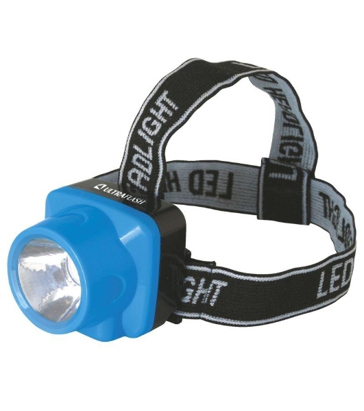 Фонарь ULTRAFLASH LED5374фонарь налобн аккум 220В. голубой. 0.4 ВаттLED. 1 реж. пласт. бокс