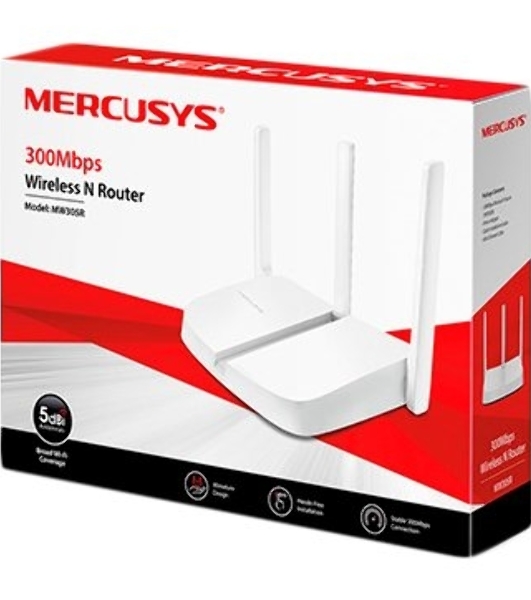 Маршрутизатор Mercusys MW305R Wi-Fi роутер 300 Мбит/с 2,4 ГГц, 1 порт WAN 10/100 Мбит/с + 4 порта LAN 10/100 Мбит/с, 2 фиксированные антенны