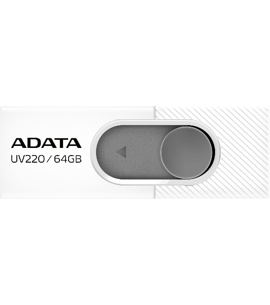 Флешка USB ADATA UV220 (AUV220-64G-RWHGY), 64Gb, USB 2.0, R/W 15/5, белый/серый