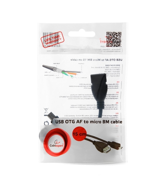 Кабель Gembird/Cablexpert AF/MicroBM, USB 2.0 OTG, 0.15м, пакет