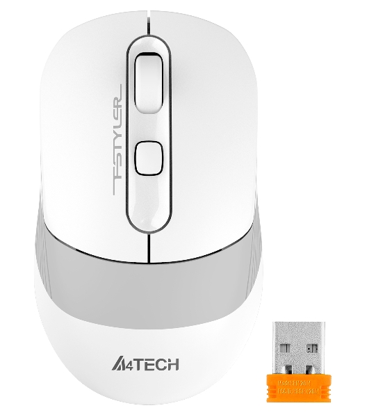 Мышь беспроводная A4Tech Fstyler FB10C белый/серый, 2000 dpi, радиоканал, Bluetooth, USB, кнопки - 4