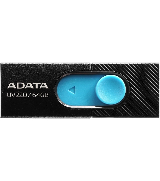 Флешка USB ADATA UV220 (AUV220-64G-RBKBL), 64Gb, USB 2.0, R/W 15/5, черный/голубой