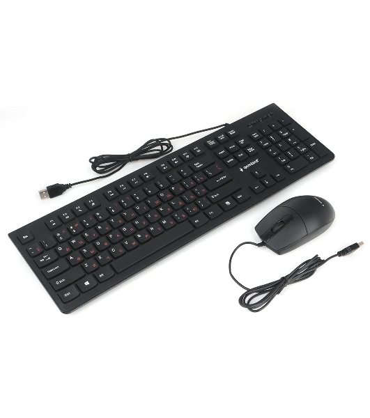 Комплект клавиатура+мышь Gembird KBS-9050 проводной, USB, 1000 DPI, чёрный