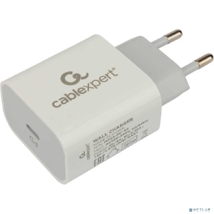 Сетевое зарядное устройство Cablexpert 20Вт, 3А, QC3.0/PD, 1xType-C, белый, пакет
