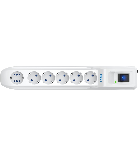 Сетевой фильтр Pilot L GP 6 розеток (5 евро + 1GP) 5 м/Surge protector Pilot L GP 6 sockets (5 Euro + 1GP) 5 m белый