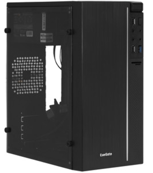Компьютерный корпус Minitower ExeGate mEVO-9301-EVO800 (mATX, БП EVO800RGb с вент. 12см, с окном, 2хUSB+1хUSB 3.0, HD аудио, черный, с RGb подсветкой)