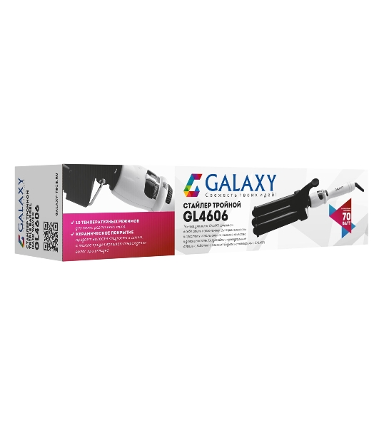 Щипцы для завивки волос Galaxy Line GL 4606 белый, 22 мм, 200 °C, 10 режимов
